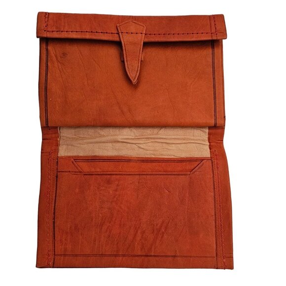Leather Moroccan Wallet With Camel & Palm Tree Design ***Broken Strap-See NOTE - Picture 3 of 7
